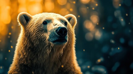 Majestic polar bear in golden light