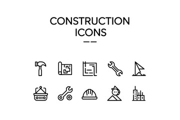 construction icon set, under construction icon, hard hat icon, property icon, roofing icon, cog icon, hard hat, safety icon, white hard hat icon, ppe icon, construction machinery icons, building const