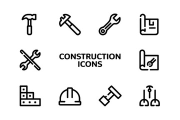 construction icon set, under construction icon, hard hat icon, property icon, roofing icon, cog icon, hard hat, safety icon, white hard hat icon, ppe icon, construction machinery icons, building const