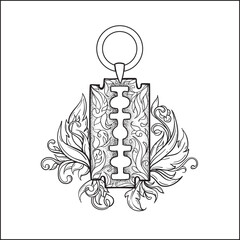vector illustration of a floral ornament with a razor blade