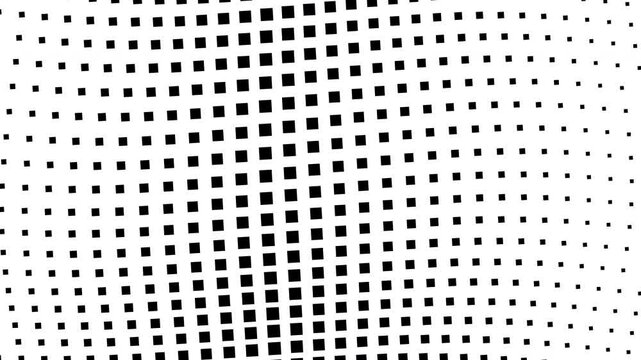 halftone dots background, shifting right, rotating grid pattern of squares