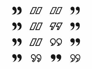 Fototapeta premium Exclamation Mark Collection. Black comma icon set. Speech mark. Inverted comma symbol.