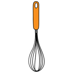 Hand drawn cartoon whisk on white background.