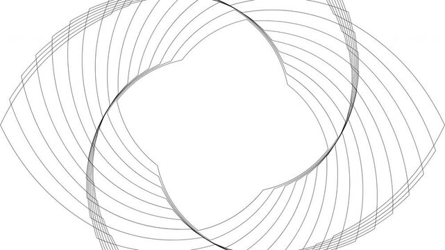 Rotating and changing and fading line art pattern with central copy space