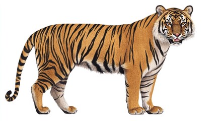 Obraz premium Powerful Tiger Illustration. Wildlife Animal with Striking Fur Pattern and Eyes. 