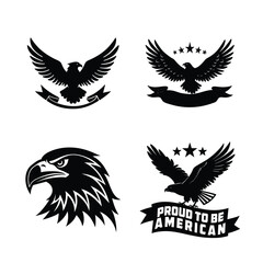 Majestic Eagle of Freedom – Patriotic Vector Silhouette with Bold Slogan