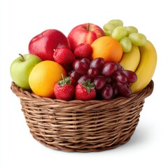 Fresh fruit gift basket with apples bananas grapes and strawberries