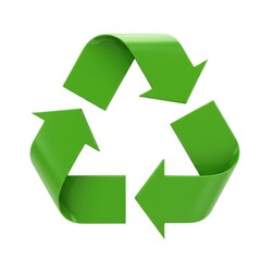 Fototapeta premium Green recycle symbol isolated on white background for environmental concepts and awareness campaigns.