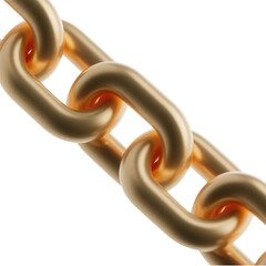 Shiny gold chain links on black background