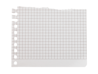 Torn sheet of notepad paper, isolated on transparent background. Office blank paper concept