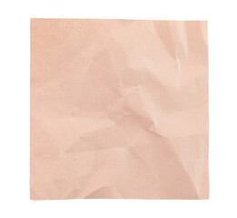 Crumpled blank sheet of paper for notes, isolated on transparent background. Office blank paper concept