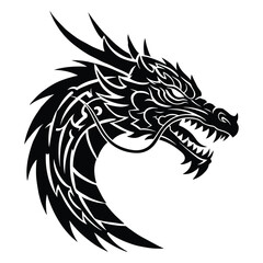 Dragon Head Tribal Tattoo Silhouette Vector