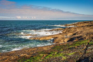 The North Sea meets Howick Coastline Rocky Beach, located on the North Sea coast in Northumberland's National Landscape, England