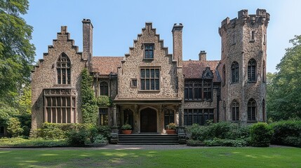 Fototapeta premium Medieval-style mansion with a fortified look