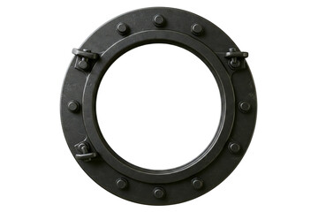 Industrial porthole designed for ships and nautical decor isolated on a transparent background