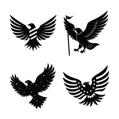 Soaring Freedom: American Eagle with Flag Silhouette