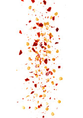 Red and Yellow Chili Flakes Falling