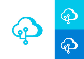 cloud network logo. technology inspiration connection lines vector design concept
