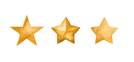 Obraz premium star icons in watercolor style. hand painted yellow stars doodles