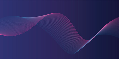 Abstract glowing wave lines on dark blue background. Dynamic wave pattern. Modern flowing wavy lines. Futuristic technology concept. Suit for banner, poster, cover, brochure, flyer, website
