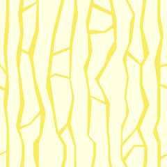 Fototapeta premium Abstract butter yellow print, background with broken lines. Seamless lemon yellow minimal pattern with abstract lines - kintsugi print. Trendy and stylish pattern for fabric, textile, wallpaper.