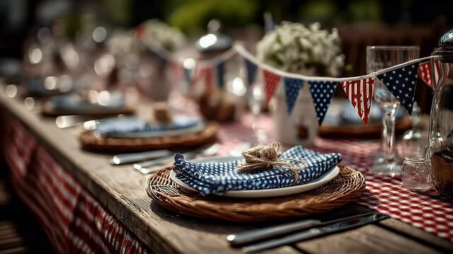 Patriotic outdoor table setting