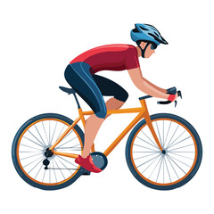 Naklejka premium cyclist on a yellow bike in athletic gear
