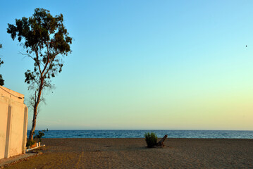 sunset beach in bolnuevo murcia spain