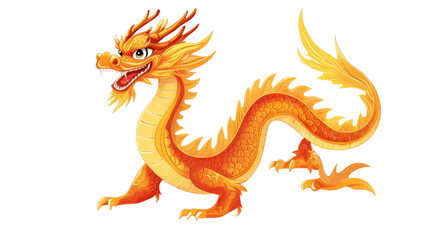 Traditional Illustration of Vietnamese Lunar New Year Dragon Isolated on White Background Representing Tet Festival, Cultural Heritage, and Festive Celebration