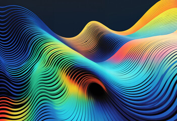 A colorful wave with a black background. The wave is made up of many different colors. The colors are blue, green, yellow, and red