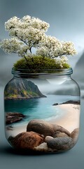 Landscape in a Jar A Tranquil and Artistic Depiction