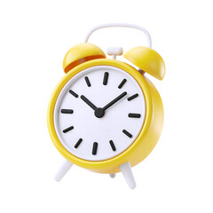 3D alarm clock icon isolated on transparent background. 3d rendering Cartoon plastic style. PNG file, cut out