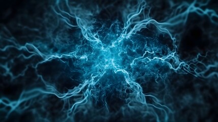Obraz premium Shimmering blue plasma wave in dark cosmic space
