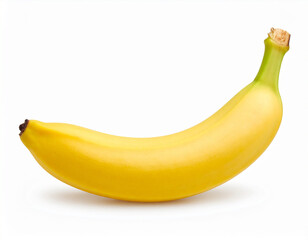 Single ripe yellow banana isolated on white background
