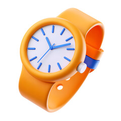3d Wrist watch icon isolated on transparent background. 3d rendering Cartoon plastic style. PNG file, cut out