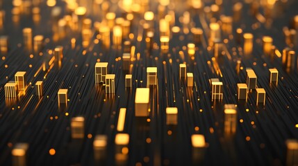 Obraz premium Futuristic Art Deco golden city skyline.