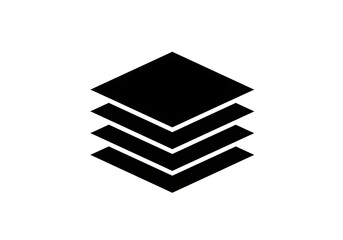 A simple graphic of four black squares stacked on top of each other on a white background design