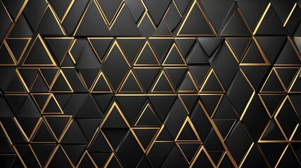 Luxury Black and Gold Geometric Triangle Pattern – Modern Abstract Background