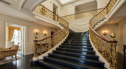 Ornate Staircase Grand Entryway Elegance