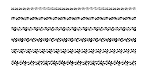 Fototapeta premium Six horizontal dotted lines of varying density