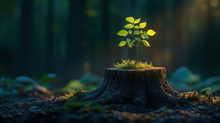 New life emerging from a stump
