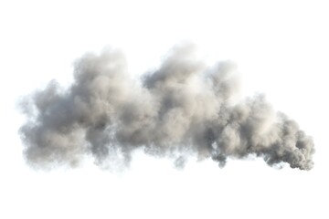 Realistic smoke forming temporary sculptural shape on a white background