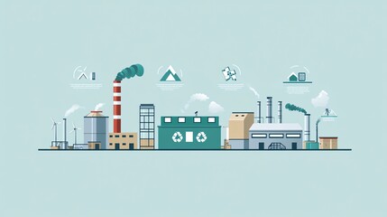 flat vector infographic of organic waste energy cycle, showing kitchen waste transforming into biogas and electricity, labeled components, pastel green and brown palette, clean layout