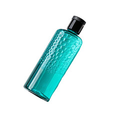 Elegant Blue Cosmetic Bottle with Black Cap Isolated on transparent Background

