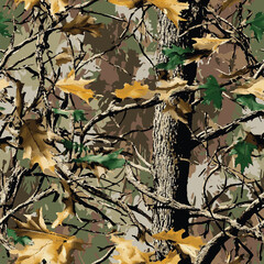 Real tree camouflage pattern. Hunting camouflage. Digital camo background. Vector camo. Seamless pattern. Abstract