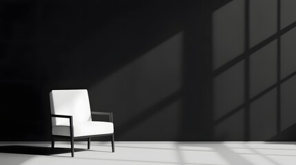 Fototapeta premium Dramatic studio spotlight on an empty black room with shadows