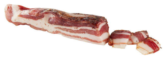 Fresh Pork Bacon cut out isolated transparent background