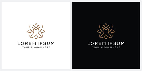 geometric letter M flower logo design inspiration
