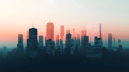 Fototapeta premium Futuristic cityscape with digital overlays and advanced technology