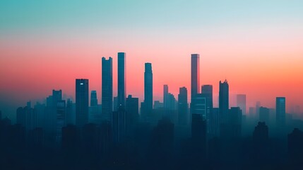 Fototapeta premium Futuristic city skyline with digital overlays